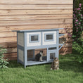 Load image into Gallery viewer, Outdoor Cat House, 2 Tier Wooden Feral Cat Shelter with Escape Door, Weatherproof Roof, Jump platform, Observer Windows, for 1-2 Cats, Outside and Backyard Use, Light Grey

