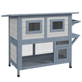 Load image into Gallery viewer, Outdoor Cat House, 2 Tier Wooden Feral Cat Shelter with Escape Door, Weatherproof Roof, Jump platform, Observer Windows, for 1-2 Cats, Outside and Backyard Use, Light Grey
