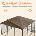 Load image into Gallery viewer, PawHut Outside Dog Kennel, 6.9' x 6.9' x 5' Puppy Play Pen with Canopy, Garden Playpen Fence Crate Enclosure Cage Rotating Bowl, Coffee
