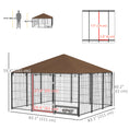 Load image into Gallery viewer, Large Dog Run, 6.9' x 6.9' x 5' Outdoor Dog Kennel with Canopy, Rotating Bowls, Door for Backyard & Garden, Coffee
