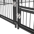 Load image into Gallery viewer, Large Dog Run, 6.9' x 6.9' x 5' Outdoor Dog Kennel with Canopy, Rotating Bowls, Door for Backyard & Garden, Coffee
