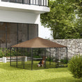 Load image into Gallery viewer, PawHut Outside Dog Kennel, 6.9' x 6.9' x 5' Puppy Play Pen with Canopy, Garden Playpen Fence Crate Enclosure Cage Rotating Bowl, Coffee
