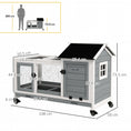 Load image into Gallery viewer, Wooden Rabbit Hutch with Wheels, Guinea Pig Cage, Small Animal House for Outdoor & Indoor with Slide-out Tray, 108 x 58 x 73.5cm, Grey
