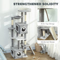 Charger l'image dans la visionneuse de la galerie, Cat Tree for Indoor Large Adult Cats, 65 Inch Kitty Tower Multi-Level with 2 Doors Condos, Plush Top Perch, Hammock, Sisal Scratching Posts, 4 Pompoms, Ramp, Grey
