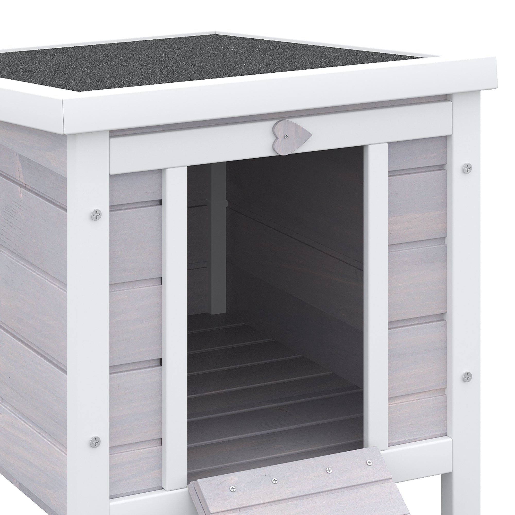 Small Wooden Rabbit Hutch Bunny Cage Guinea Pig Cage Duck House Dog House with Openable & Waterproof Roof, for Rabbits, Chickens, Ducks, Gray