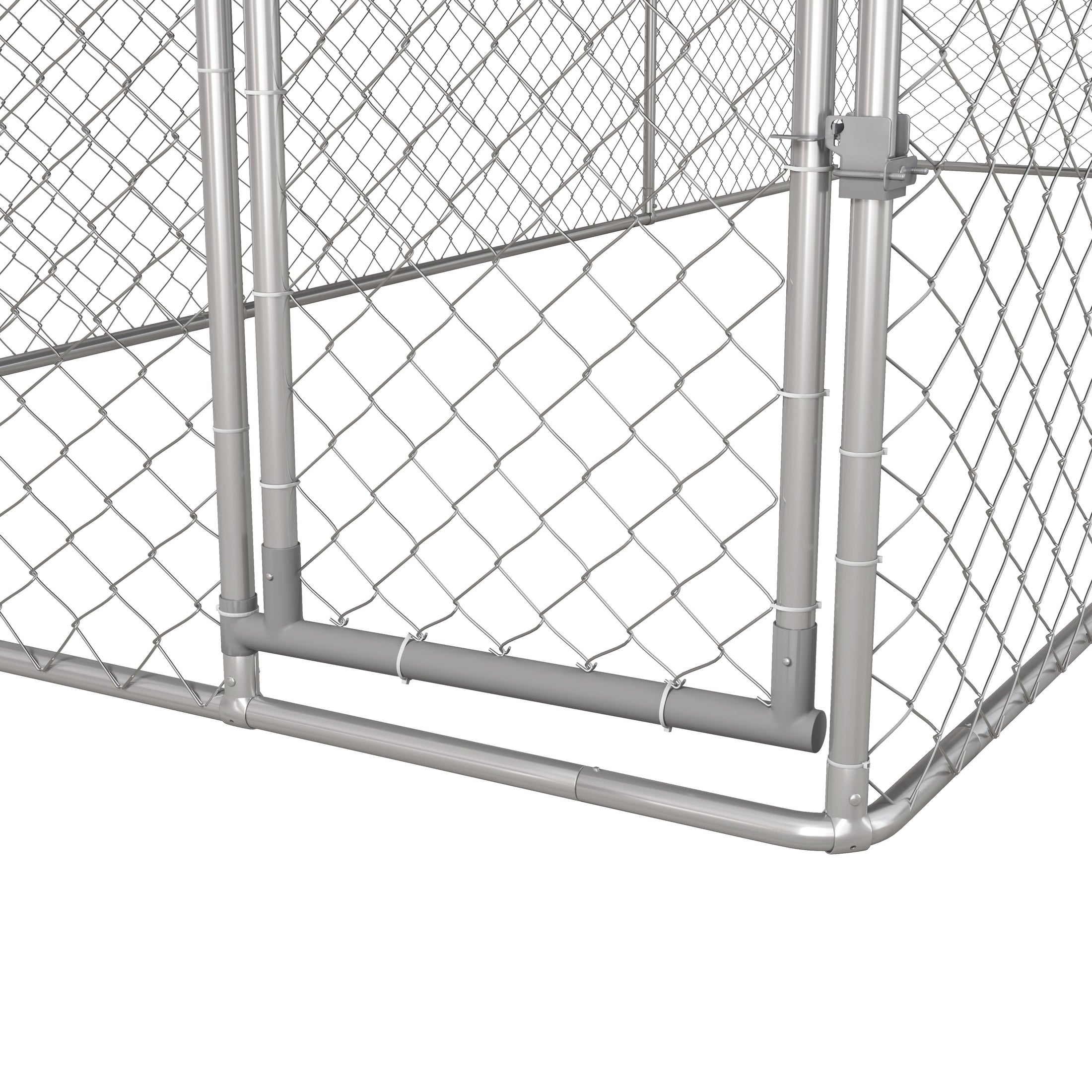 Outdoor Dog Kennel Dog Run with Waterproof, UV Resistant Cover for Medium and Large Sized Dogs, 19.7' x 7.5' x 4.9', Silver