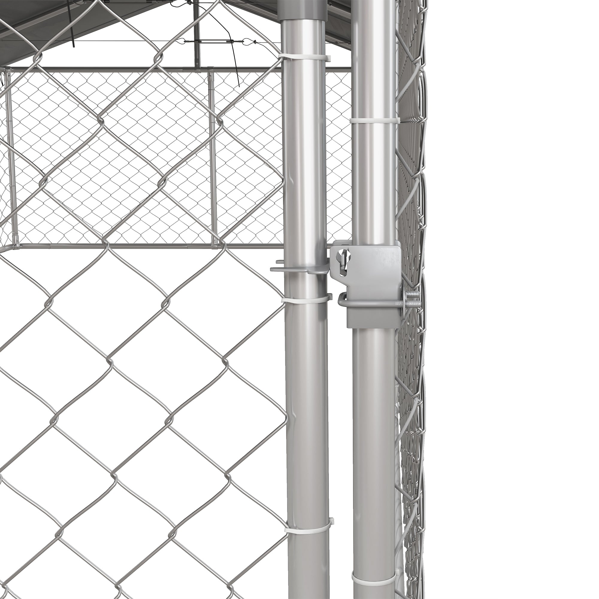 Outdoor Dog Kennel Dog Run with Waterproof, UV Resistant Cover for Medium and Large Sized Dogs, 19.7' x 7.5' x 4.9', Silver