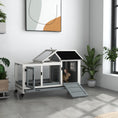 Charger l'image dans la visionneuse de la galerie, Indoor Rabbit Hutch with Wheels, Bunny Cage with Ramp, Run, Pull Out Tray, Suitable for Rabbit, Guinea Pig, Grey
