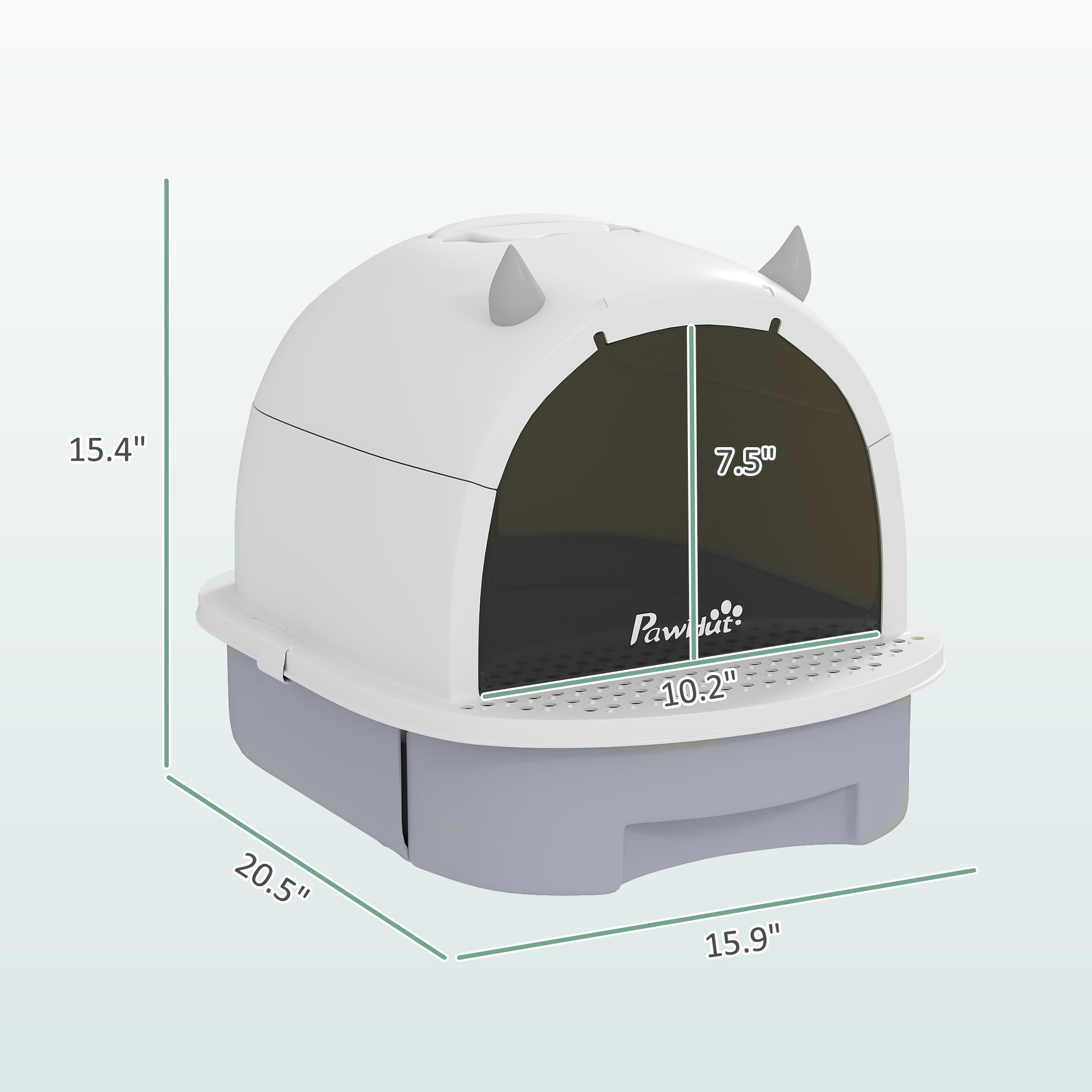 PawHut Cat Litter Box, Covered Kitty Litter Box with Lid, Scoop, Deodorizing Bags for Odor Control, Privacy, Portable, Easy to Clean, Gray