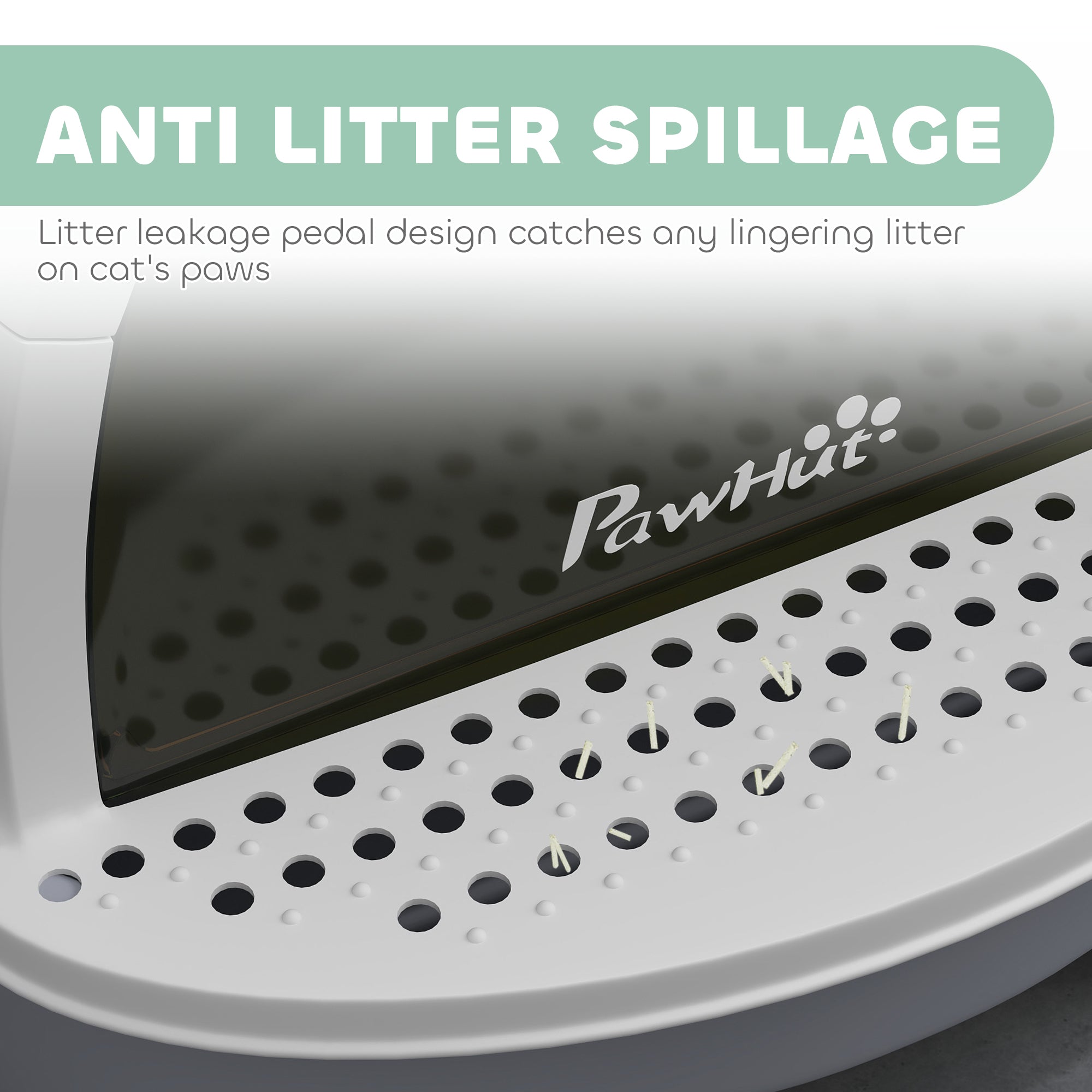 PawHut Cat Litter Box, Covered Kitty Litter Box with Lid, Scoop, Deodorizing Bags for Odor Control, Privacy, Portable, Easy to Clean, Gray