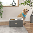Load image into Gallery viewer, PawHut Dog Feeding Station with Storage Drawer, Dog Food Storage Cabinet with 2 Removable Elevated Dog Bowls for Large Sized Dogs, Gray

