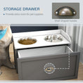 Load image into Gallery viewer, PawHut Dog Feeding Station with Storage Drawer, Dog Food Storage Cabinet with 2 Removable Elevated Dog Bowls for Large Sized Dogs, Gray
