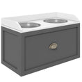 Load image into Gallery viewer, PawHut Dog Feeding Station with Storage Drawer, Dog Food Storage Cabinet with 2 Removable Elevated Dog Bowls for Large Sized Dogs, Gray
