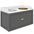 Load image into Gallery viewer, PawHut Dog Feeding Station with Storage Drawer, Dog Food Storage Cabinet with 2 Removable Elevated Dog Bowls for Large Sized Dogs, Gray
