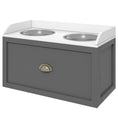 Load image into Gallery viewer, PawHut Dog Feeding Station with Storage Drawer, Dog Food Storage Cabinet with 2 Removable Elevated Dog Bowls for Large Sized Dogs, Gray
