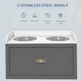 Load image into Gallery viewer, Elevated Dog Bowls for Large Dogs, Raised Pet Feeding Station with 2 Stainless Steel Bowls, Hidden Storage Drawer, Wood Stand for Cats, Grey
