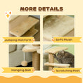 Load image into Gallery viewer, Adjustable Height Cat Stairs with Jute Scratching Posts, Cat House for Cozy Rest, Pet Steps for Couch Sofa and High Bed with Hanging Ball, Front Hole, Platform, Beige
