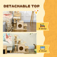 Load image into Gallery viewer, Adjustable Height Cat Stairs with Jute Scratching Posts, Cat House for Cozy Rest, Pet Steps for Couch Sofa and High Bed with Hanging Ball, Front Hole, Platform, Beige
