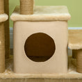 Load image into Gallery viewer, Adjustable Height Cat Stairs with Jute Scratching Posts, Cat House for Cozy Rest, Pet Steps for Couch Sofa and High Bed with Hanging Ball, Front Hole, Platform, Beige

