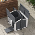 Load image into Gallery viewer, Rabbit Hutch Cat House Puppy House Guinea Pig Hutch Small Animal House Portable Wooden Indoor Outdoor with 2 Rooms Top Handle, Openable Roof - Grey
