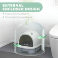 Load image into Gallery viewer, Cat Litter Tray with Lid, Enclosed Cat Litter Box with Pull-Out Drawer, Scoop, Deodorising Bags for Odour Control, Privacy, Portable, Easy to Clean, Grey
