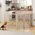 Load image into Gallery viewer, Freestanding Pet Gate, Foldable Dog Gate with Lockable Door, Metal Support Feet & 360° Flexible Hinges, 4 Panel Indoor Dog Barrier for House, Stairs, Doorway, 205 x 30.5 x 91.5 cm, Oak
