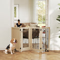 Load image into Gallery viewer, Freestanding Pet Gate, Foldable Dog Gate with Lockable Door, Metal Support Feet & 360° Flexible Hinges, 4 Panel Indoor Dog Barrier for House, Stairs, Doorway, 205 x 30.5 x 91.5 cm, Oak
