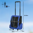 Load image into Gallery viewer, Pet Travel Backpack Bag Cat Puppy Dog Carrier w/ Trolley and Telescopic Handle Portable Stroller Wheel Luggage Bag (Blue)
