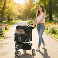 Load image into Gallery viewer, Dog Stroller, 3 Wheels Foldable Cat Dog Pram with Cup Holder, Storage Basket, Pet Stroller for Small Miniature Dogs, Black
