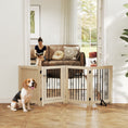 Load image into Gallery viewer, Freestanding Dog Gate, Wooden Foldable Pet Gate with 4 Panels, Walk-Through Door, Support Feet, Non-Slip Mats, Dog Safety Fence for Doorways, Stairs and Hallways, Oak
