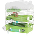 Load image into Gallery viewer, 3-Tier Hamster Cage, Hamster Habitat with Transparent Top, Sand Bathroom, Exercise Wheel, Hideout Room, Tubes, Small Animal Cage for Dwarf Hamster, 45 x 28 x 60 cm, Green
