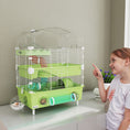 Load image into Gallery viewer, 3-Tier Hamster Cage, Hamster Habitat with Transparent Top, Sand Bathroom, Exercise Wheel, Hideout Room, Tubes, Small Animal Cage for Dwarf Hamster, 45 x 28 x 60 cm, Green
