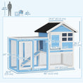 Load image into Gallery viewer, 48" Weatherproof Wooden Rabbit Hutch With Slant Roof And Screened Outdoor Run, Light Blue
