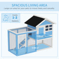 Load image into Gallery viewer, 48" Weatherproof Wooden Rabbit Hutch With Slant Roof And Screened Outdoor Run, Light Blue
