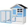 Load image into Gallery viewer, 48" Weatherproof Wooden Rabbit Hutch With Slant Roof And Screened Outdoor Run, Light Blue
