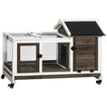 Load image into Gallery viewer, Wooden Rabbit Hutch with Wheels, Guinea Pig Cage, Small Animal House for Outdoor & Indoor with Slide-out Tray, 108 x 58 x 73.5cm, Brown

