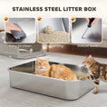 Load image into Gallery viewer, XXL Stainless Steel Cat Litter Tray, Enclosed Cat Litter Box with 90° Flip Cover, Double Doors, Scoop, Easy Clean, Odor Control, Anti-Leaking, Non-Sticky, Grey
