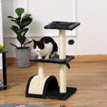 Load image into Gallery viewer, Cat Tree Tower for Indoor Cats, 28 Inches Climbing Activity Center w/ Sisal Scratching Post, Pad, Arc Perch, Hanging Ball, Toy, Grey and Cream White

