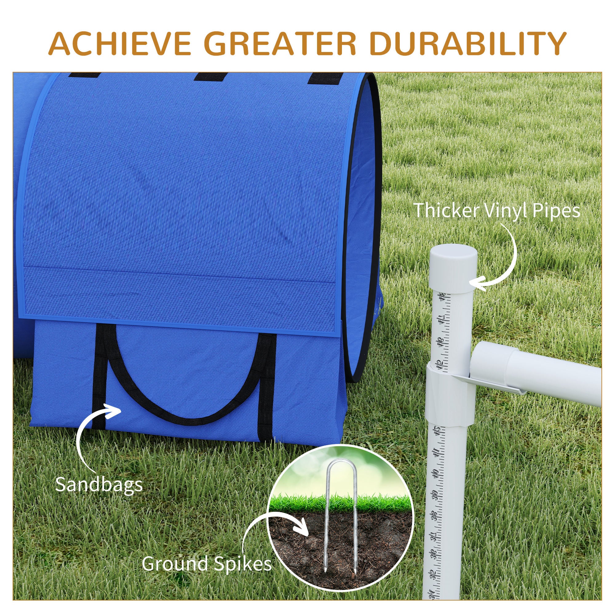 7Pcs Dog Agility Training Equipment 11.5KG Net Weight, Obstacle Starter Kit with 2 Tunnels, Adjustable Jump Ring, 2 Jumpers, Weave Poles, Pause Box, Carrying Bag, Whistle
