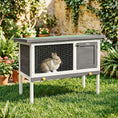 Load image into Gallery viewer, Wooden Rabbit Hutch, Guinea Pig Hutch with Openable Asphalt Roof and Pull-Out Tray, Outdoor Elevated Bunny House for Rabbits, Chinchillas and Small Animals, Indoor Outdoor Use, Grey
