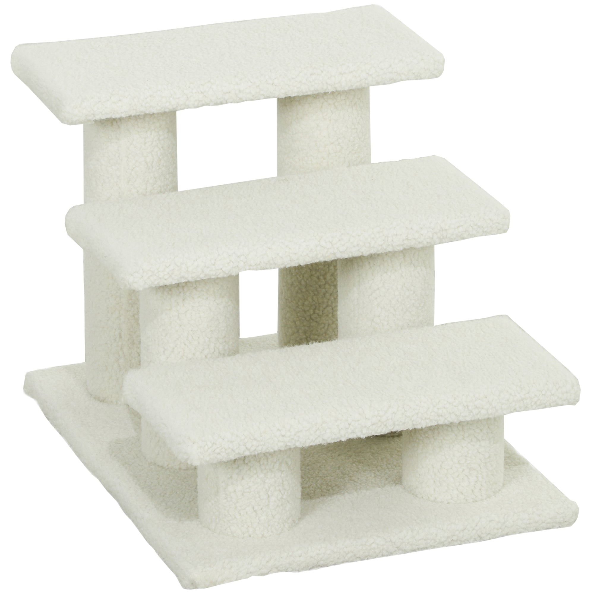 3-Step Multi-Level Carpeted Cat Scratching Post Pet Stairs, Beige
