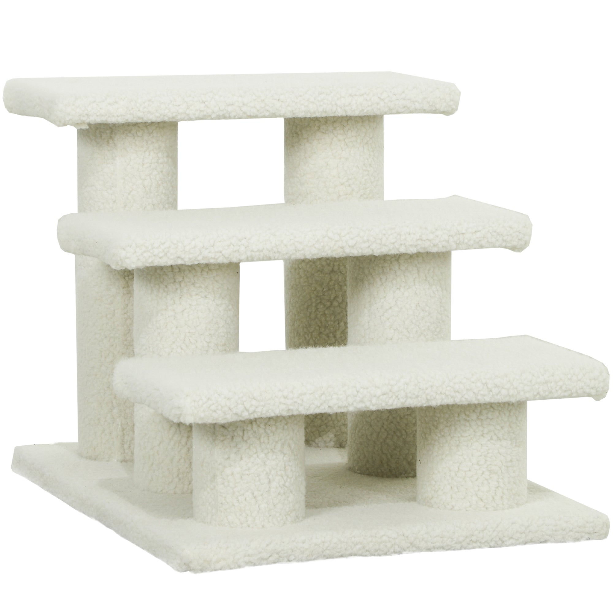 3-Step Multi-Level Carpeted Cat Scratching Post Pet Stairs, Beige