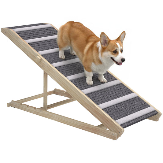 Dog Ramp for Couch, Foldable Pet Ramp for Small to Large Dog, 4 Adjustable Height from 16" to 23.5", Pet Steps with Non-Slip Carpet for Bed and Sofa