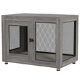 Load image into Gallery viewer, 37in Dog Crate Furniture with Cushion, Indoor Pet Kennel End Table with 2 Doors, for Large Dogs, Grey
