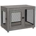 Load image into Gallery viewer, 37in Dog Crate Furniture with Cushion, Indoor Pet Kennel End Table with 2 Doors, for Large Dogs, Grey
