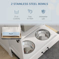 Load image into Gallery viewer, Pet Feeding Station with Storage, Dog Feeding Station with Raised Dog Bowls, Adjustable Panel, Hooks, Pet Food Storage Cabinet, White
