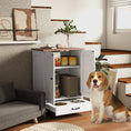 Load image into Gallery viewer, Pet Feeding Station with Storage, Dog Feeding Station with Raised Dog Bowls, Adjustable Panel, Hooks, Pet Food Storage Cabinet, White
