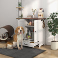 Load image into Gallery viewer, Pet Feeding Station with Storage, Dog Feeding Station with Raised Dog Bowls, Adjustable Panel, Hooks, Pet Food Storage Cabinet, White
