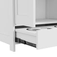 Load image into Gallery viewer, Pet Feeding Station with Storage, Dog Feeding Station with Raised Dog Bowls, Adjustable Panel, Hooks, Pet Food Storage Cabinet, White
