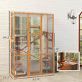 Load image into Gallery viewer, PawHut Outdoor Catio Cat Enclosure, Large Wooden Cat House with 6 Jumping Platforms, Scratching Post, 2 Ramps, Waterproof Roof, Cat Cage Window Access for 2-3 Kittens, 99" H, Orange
